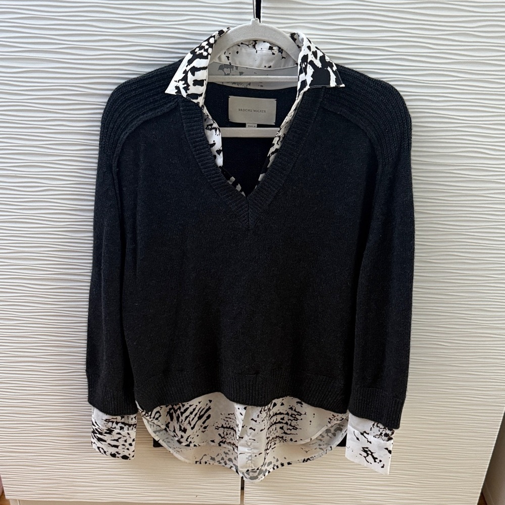 Brochu Walker Charcoal V-Neck Shirt Sweater